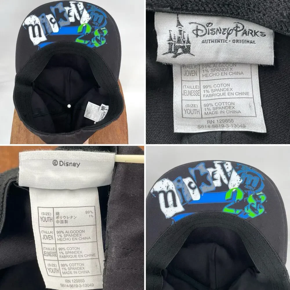 Disney Mickey Mouse Baseball Caps Attitude Edgy Mohawk Punk Blue Black Youth Fit